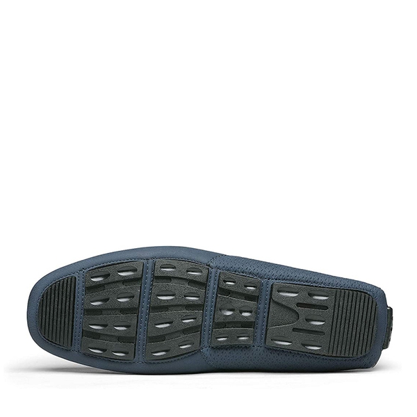 Men's Vegan Leather Slip-On Casual Loafers - NAVY - 4