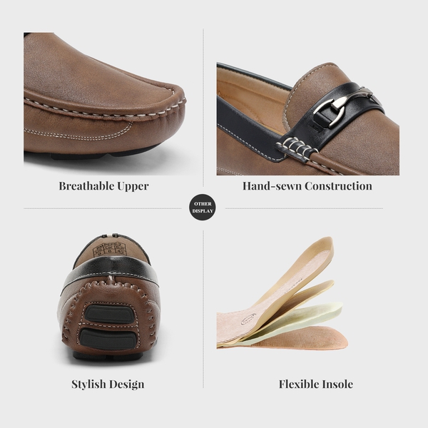 Men's Moc-Toe Horsebit Driving Loafers - COGNAC - 3