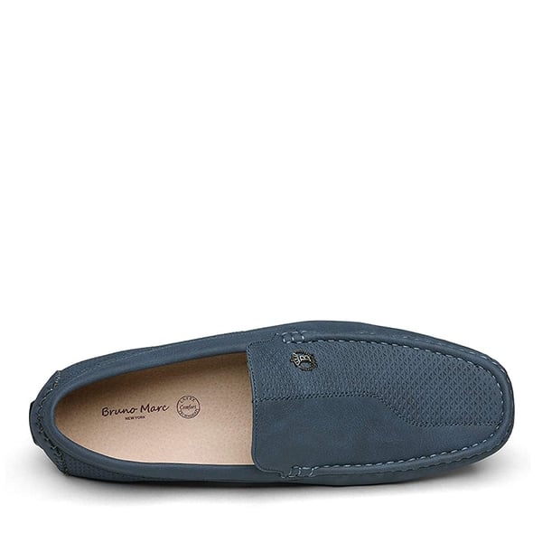 Men's Vegan Leather Slip-On Casual Loafers - NAVY - 3