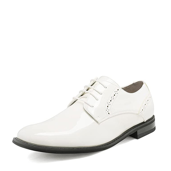 Men's Pain-Toe PU Leather Oxford Shoes - WHITE PAT -  0