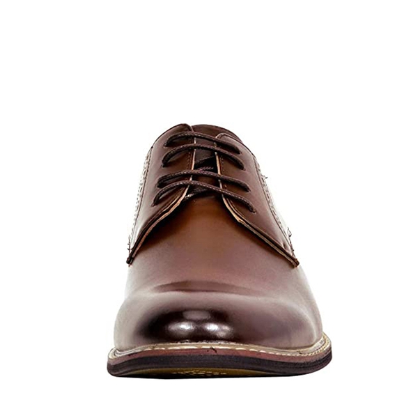 Men's Pain-Toe PU Leather Oxford Shoes - DARK BROWN - 4
