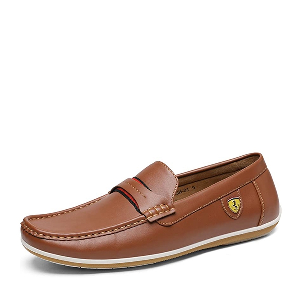 Men's Comfortable Moccasin Loafers - TAN -  0