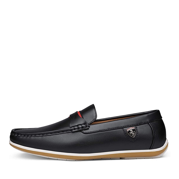 Men's Comfortable Moccasin Loafers - BLACK - 1