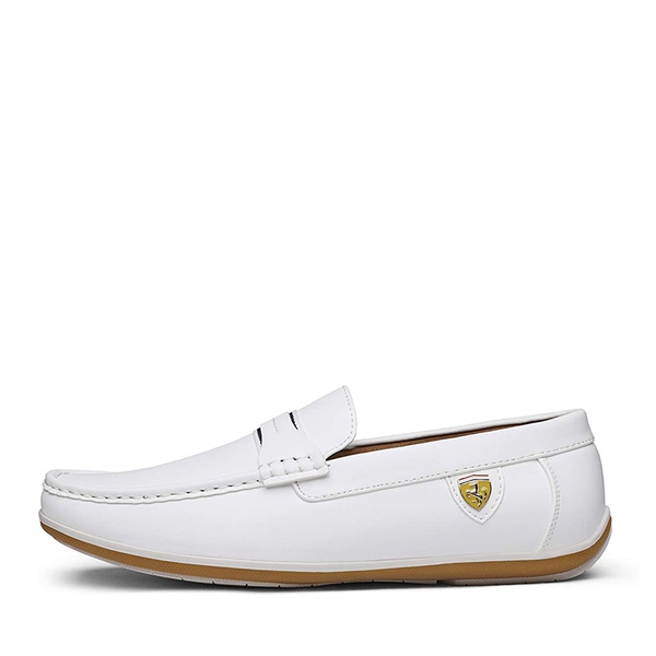 Men's Comfortable Moccasin Loafers - WHITE - 1