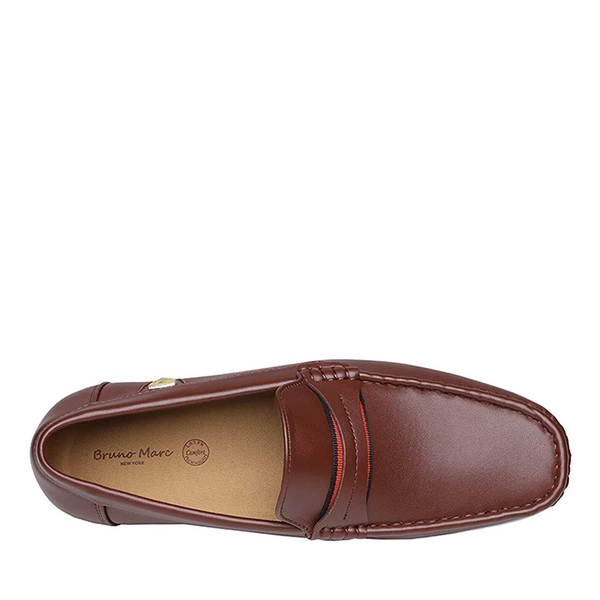 Men's Comfortable Moccasin Loafers - BROWN - 3