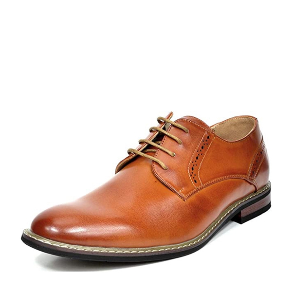Men's Pain-Toe PU Leather Oxford Shoes - BROWN -  0