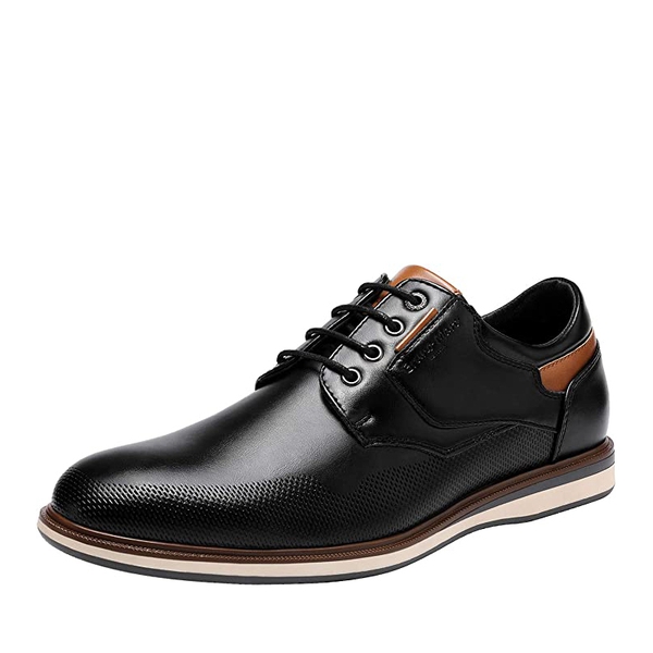 Men's Plain-Toe Business Casual Sneakers - BLACK -  0