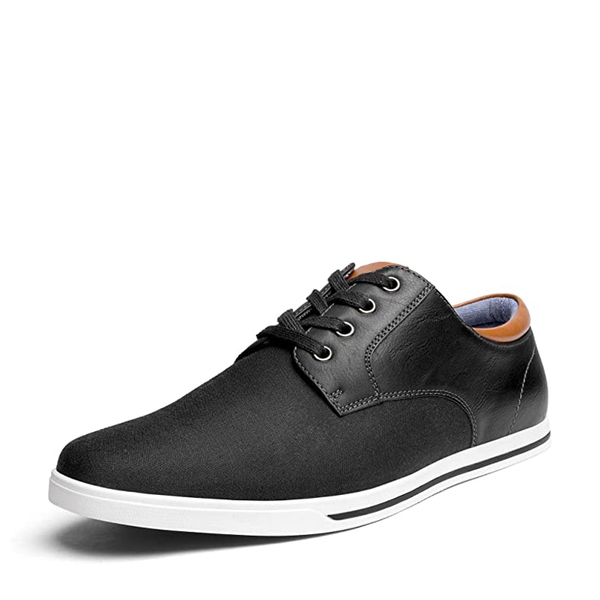 Men's Comfortable Lace-Up Oxford Sneakers - BLACK -  0