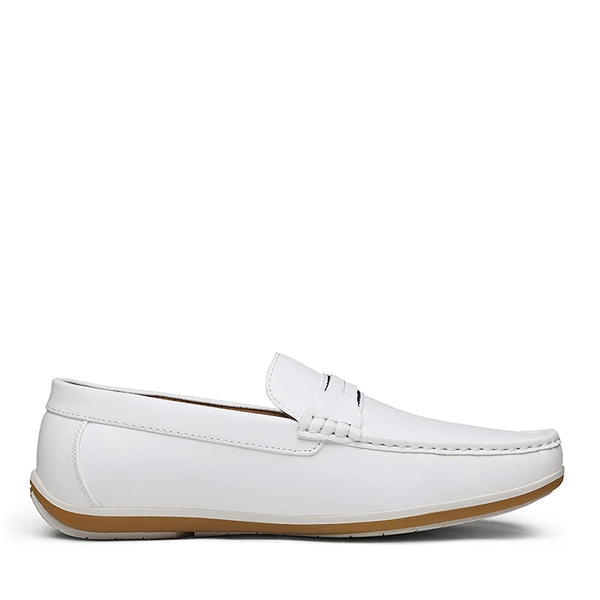 Men's Comfortable Moccasin Loafers - WHITE - 2