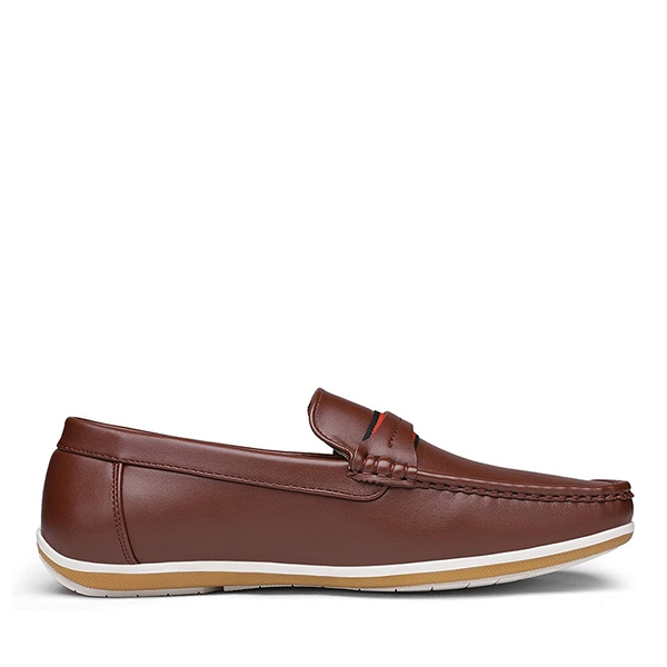 Men's Comfortable Moccasin Loafers - BROWN - 2
