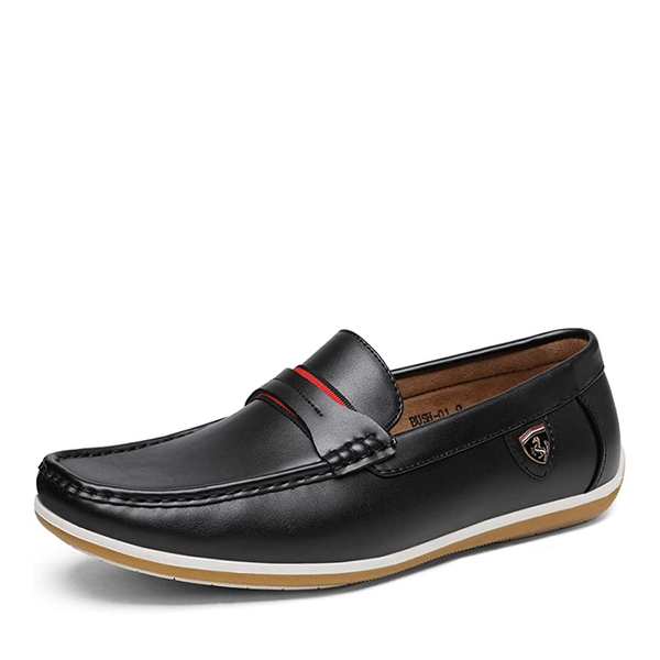 Men's Comfortable Moccasin Loafers - BLACK -  0