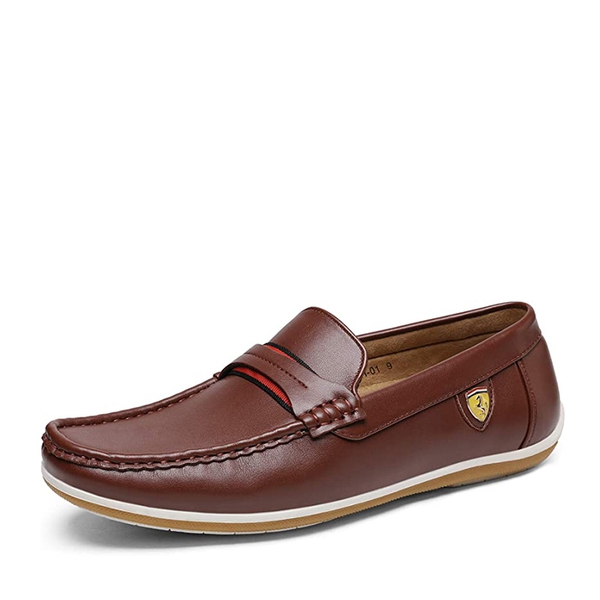 Men's Comfortable Moccasin Loafers - BROWN -  0