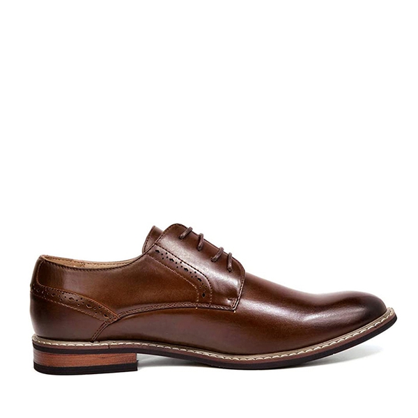 Men's Pain-Toe PU Leather Oxford Shoes - DARK BROWN - 2
