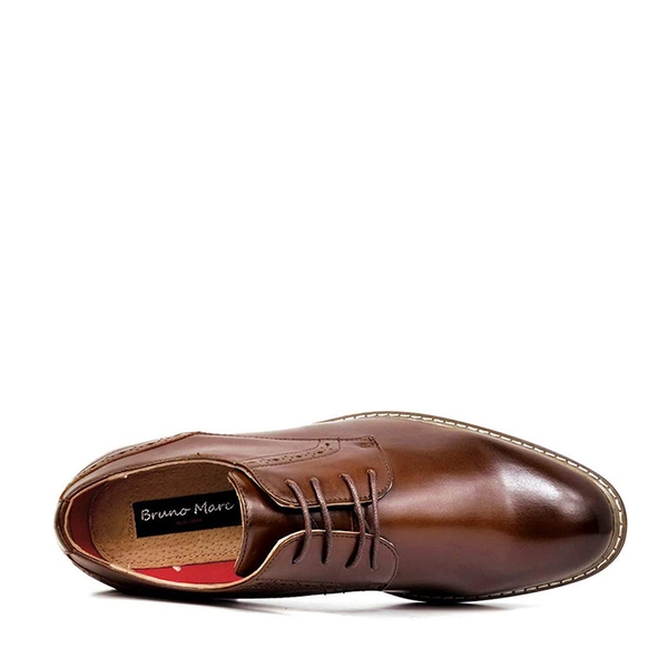 Men's Pain-Toe PU Leather Oxford Shoes - DARK BROWN - 3