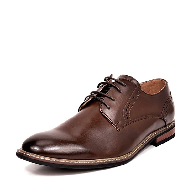 Men's Pain-Toe PU Leather Oxford Shoes - DARK BROWN -  0