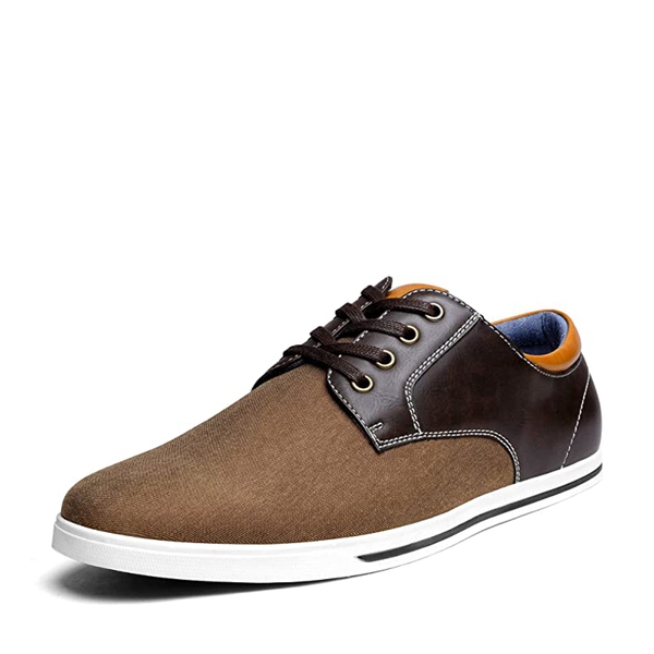 Men's Comfortable Lace-Up Oxford Sneakers - DARK BROWN -  0