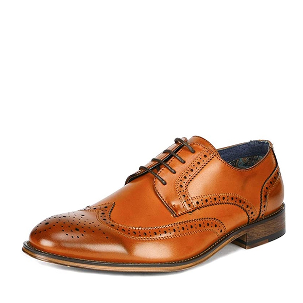 Men's PU Leather Wingtip Dress Shoes - BROWN -  0