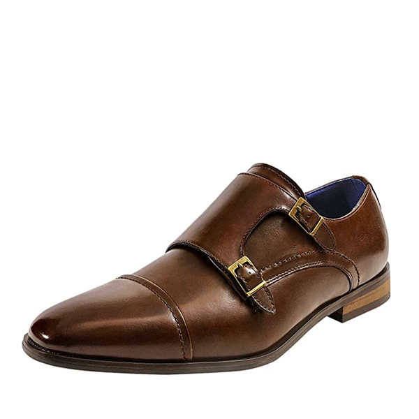Men's Modern Monk Strap Shoes - BROWN -  0