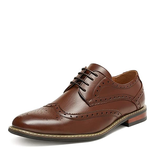 Men's Classic Wingtip Dress Shoes - DARK BROWN -  0