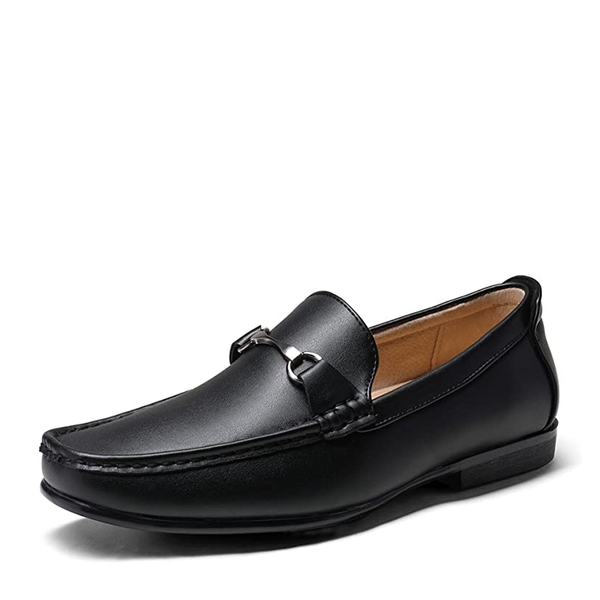 Men's PU Leather Metallic Horsebit Loafers - BLACK -  0
