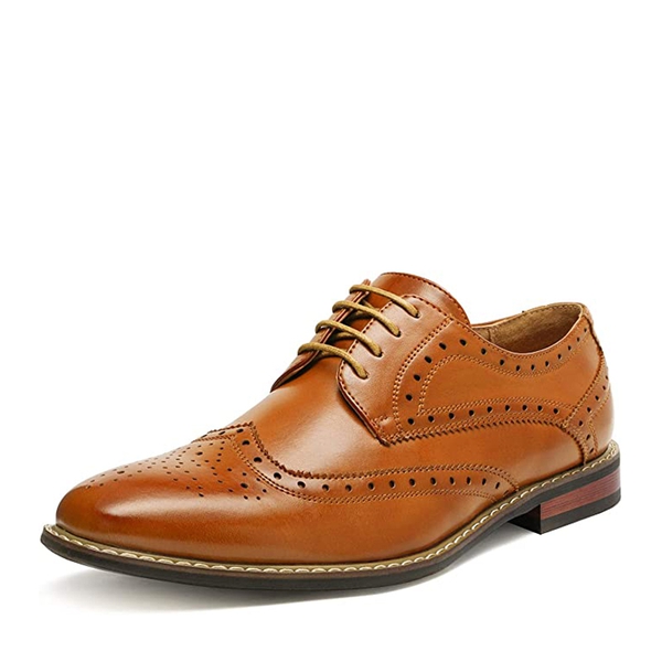 Men's Classic Wingtip Dress Shoes - BROWN -  0