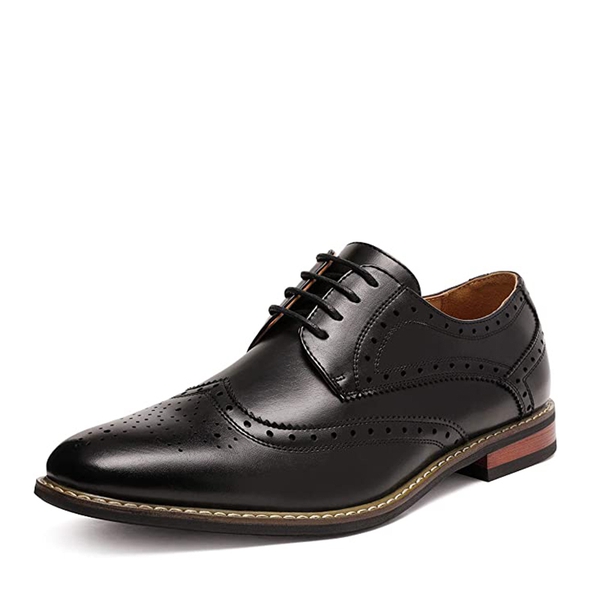 Men's Classic Wingtip Dress Shoes - BLACK -  0