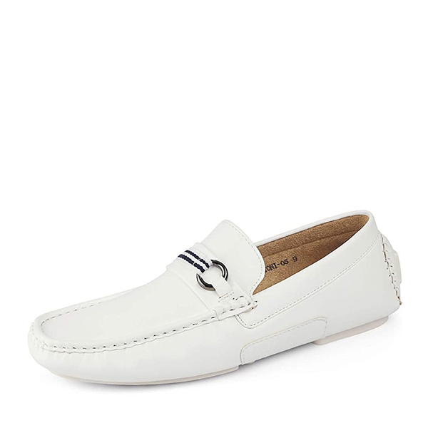 Men's Classic Moccasin Loafers - WHITE PU -  0