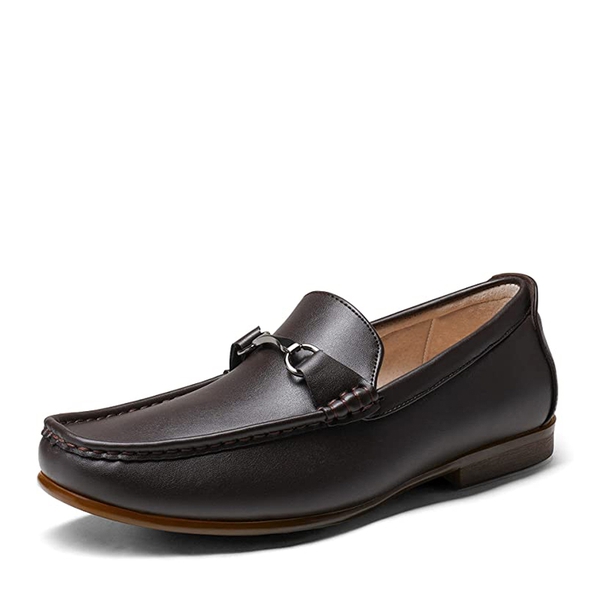 Men's PU Leather Metallic Horsebit Loafers - COFFEE -  0