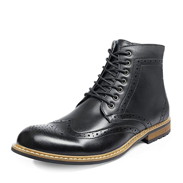 Men's Side Zipper Wingtip Boots - BLACK -  0