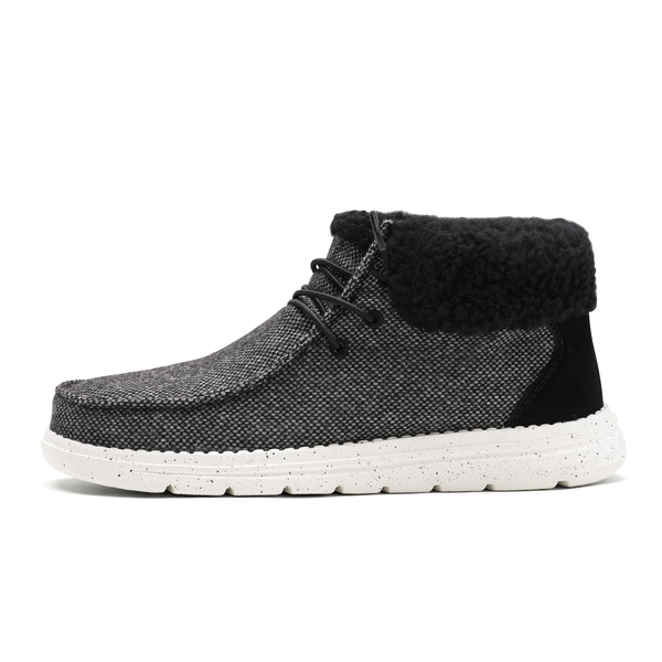 Women‘s Ankle Fur Lace-up Warm Boots - BLACK - 1