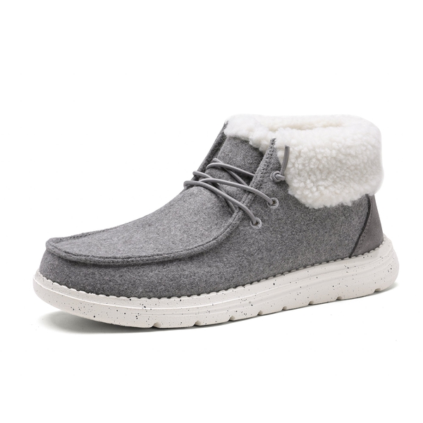 Women‘s Ankle Fur Lace-up Warm Boots - GREY -  0