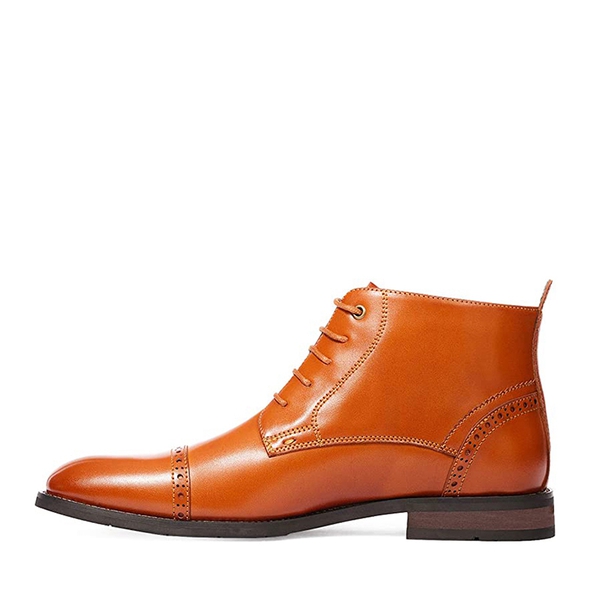 Men's Cap-Toe Dress Boots - BROWN - 1