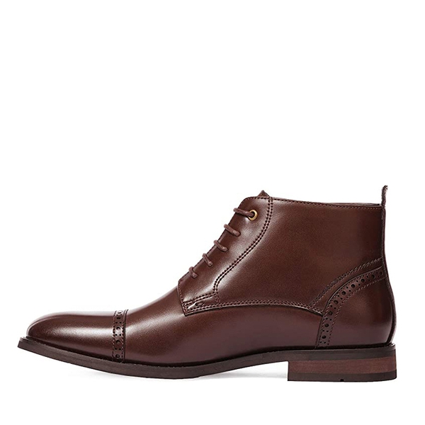 Men's Cap-Toe Dress Boots - DARK BROWN - 1