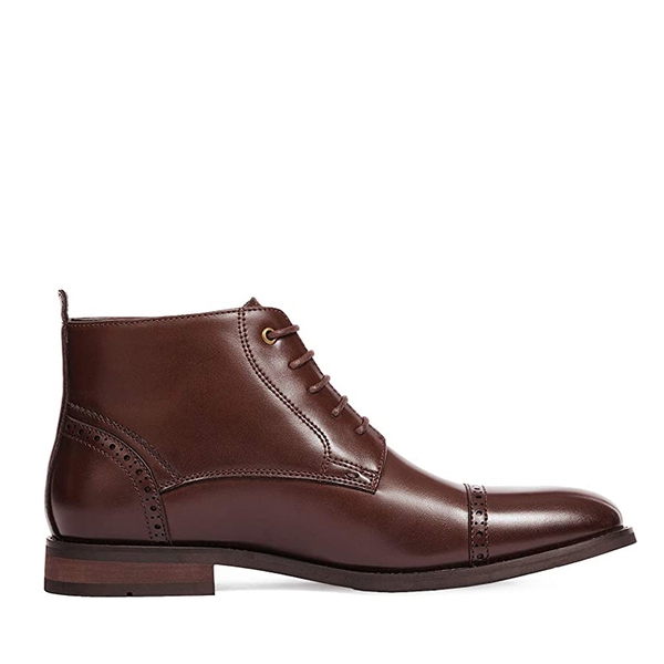 Men's Cap-Toe Dress Boots - DARK BROWN - 2