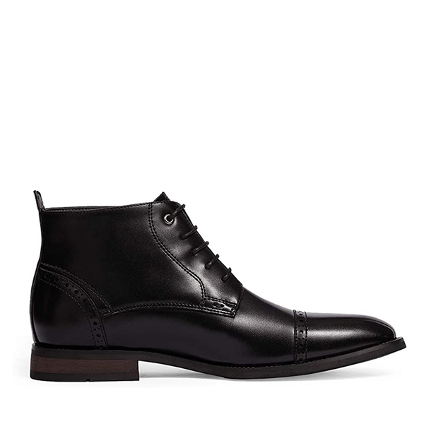 Men's Cap-Toe Dress Boots - BLACK - 2