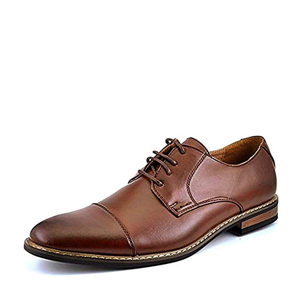 Men's Lace-Up Classic Oxford Shoes - DARK BROWN -  0