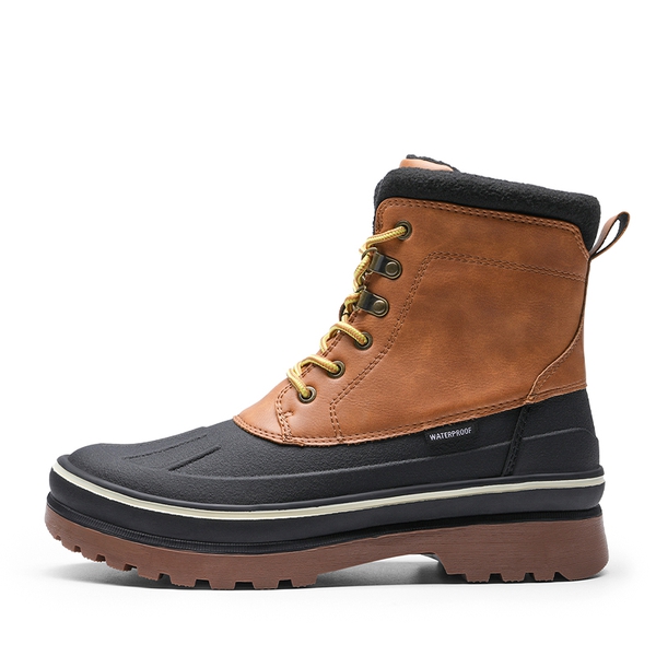 Men's Fur-Lined Indulated Snow Boots - BROWN-YELLOW - 1
