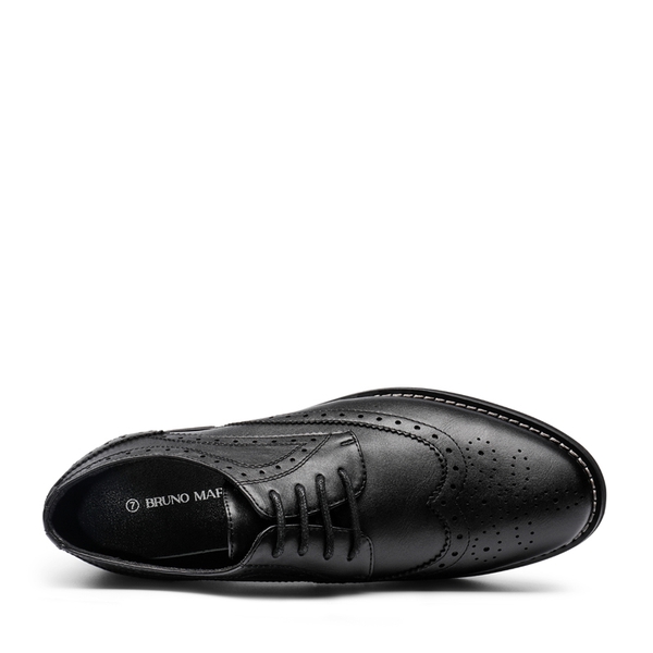 Women's Vegan Leather Brogue Shoes - BLACK - 2