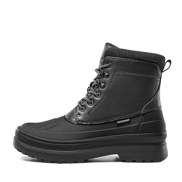Men's Fur-Lined Indulated Snow Boots - BLACK - 1