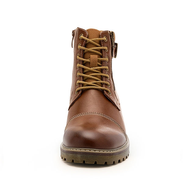 Men's Cap-Toe Oxford Motorcycle Boots - BROWN - 3