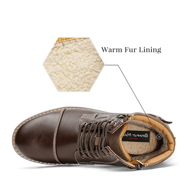 Men's Cap-Toe Oxford Motorcycle Boots - DARK BROWN - 4