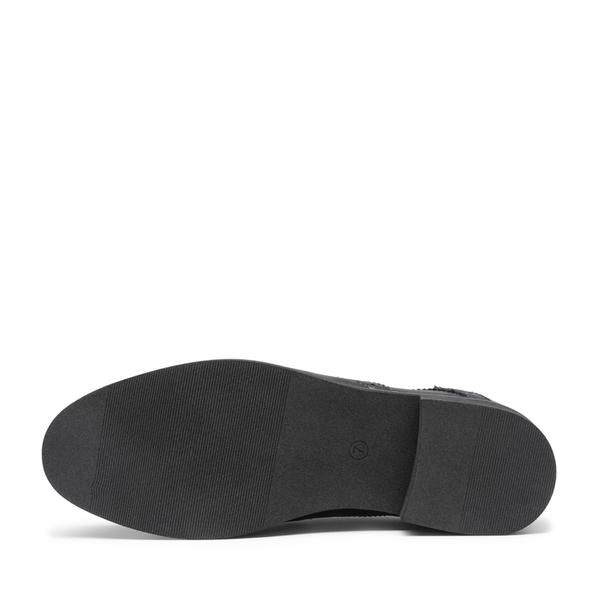 Women's Vegan Leather Brogue Shoes - BLACK - 3