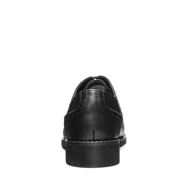 Women's Vegan Leather Brogue Shoes - BLACK - 4