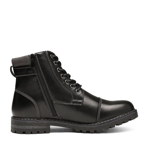 Men's Cap-Toe Oxford Motorcycle Boots - BLACK - 2