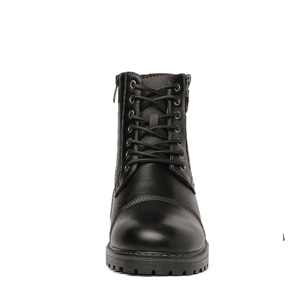 Men's Cap-Toe Oxford Motorcycle Boots - BLACK - 3