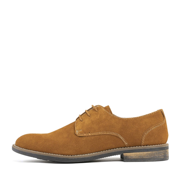 Men's Plain-Toe Suede Oxford Shoes - TAN - 1