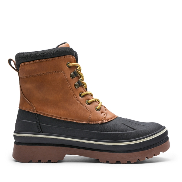 Men's Fur-Lined Indulated Snow Boots - BROWN-YELLOW - 2