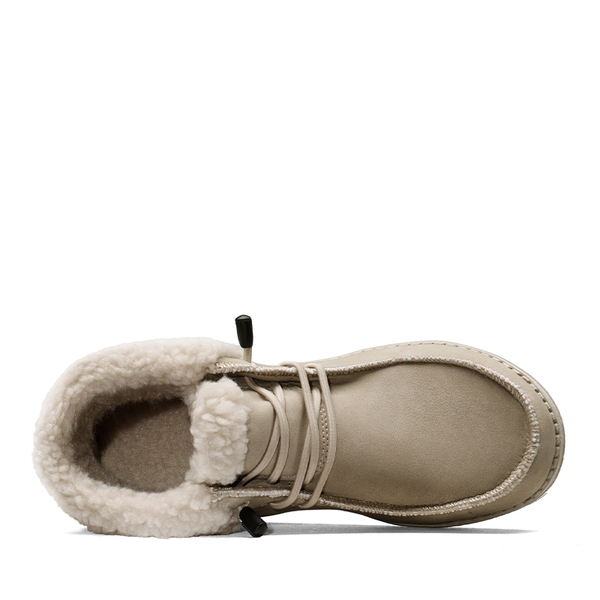 Women's Warm Fur-Lined Winter Ankle Boots - KHAKI - 3