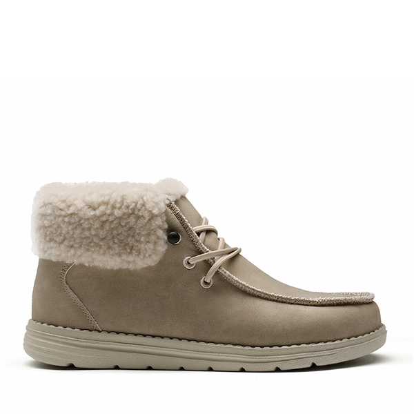 Women's Warm Fur-Lined Winter Ankle Boots - KHAKI - 2