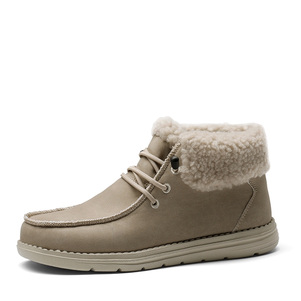 Women's Warm Fur-Lined Winter Ankle Boots - KHAKI -  0